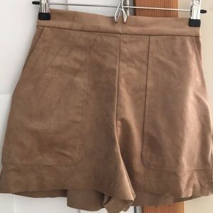 Wilfred tan high waisted suede shorts